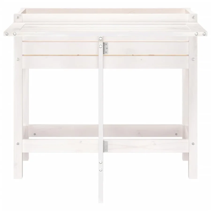 Jardinière de jardin avec plateau pliant blanc bois pin massif - 4