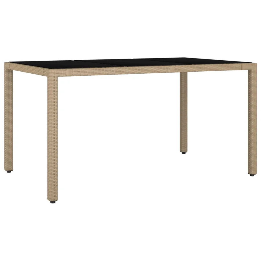 Ensemble à manger de jardin avec coussins 5pcs Beige poly rotin - 3