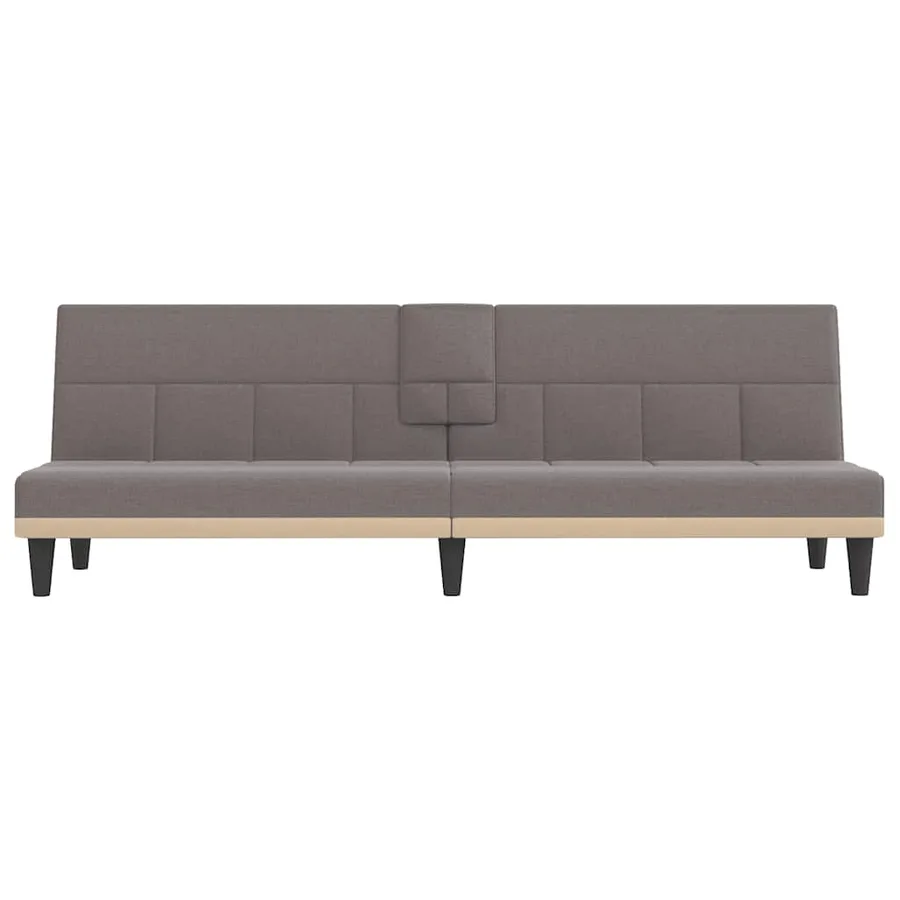 Canapé-lit avec porte-gobelets taupe tissu - 4
