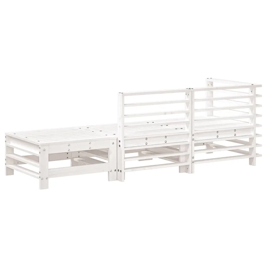 Salon de jardin 3 pcs blanc bois massif de pin - 6