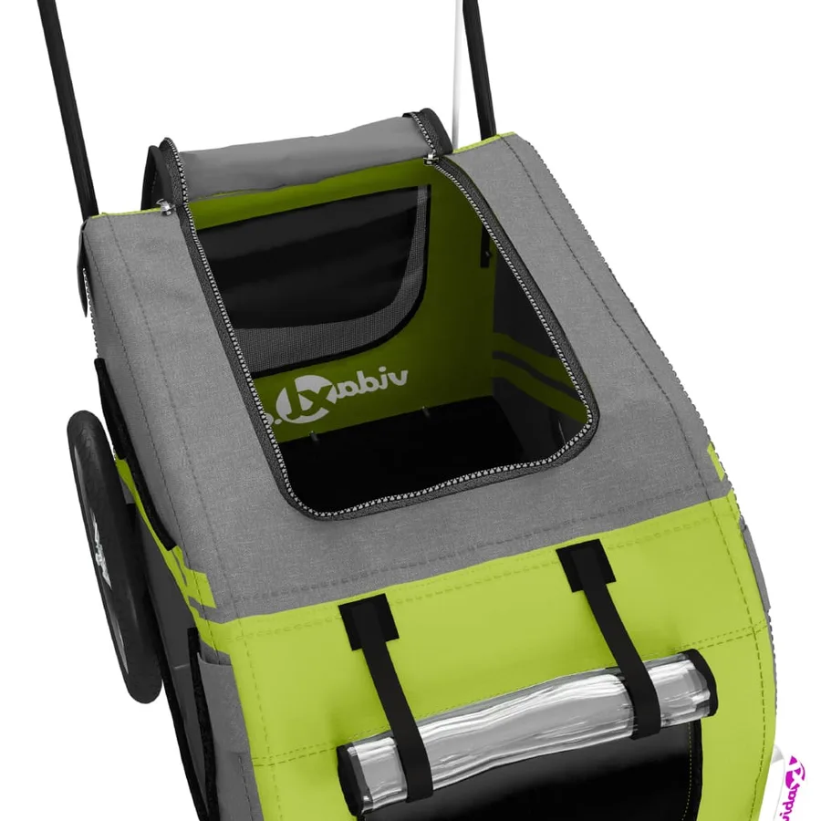 Remorque de vélo pour animaux de compagnie vert et gris - 10