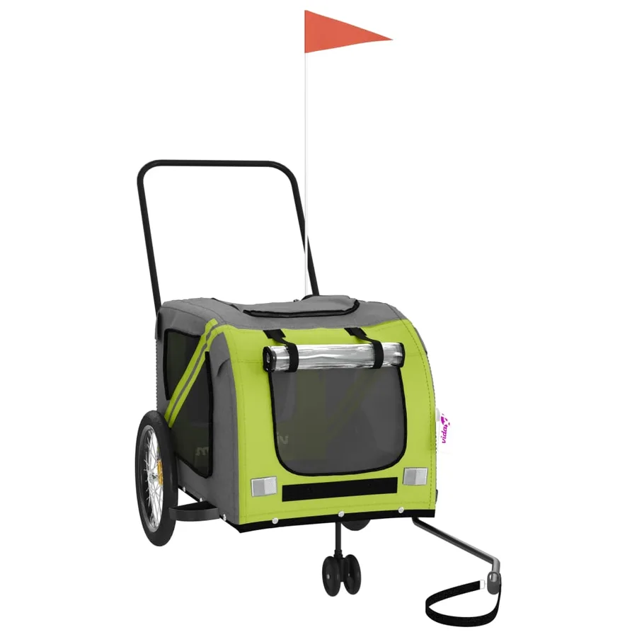 Remorque de vélo pour animaux de compagnie vert et gris - 2