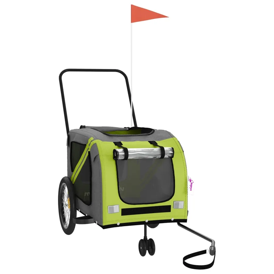 Remorque de vélo pour animaux de compagnie vert et gris - 3