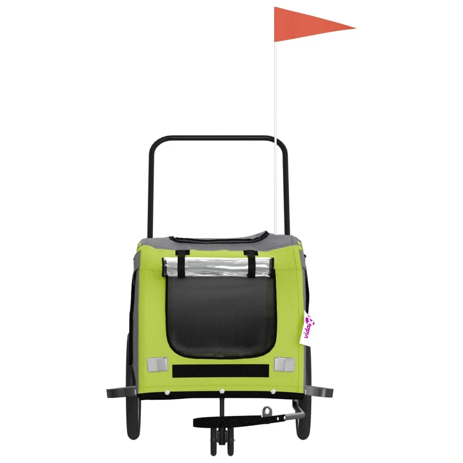 Remorque de vélo pour animaux de compagnie vert et gris - 4