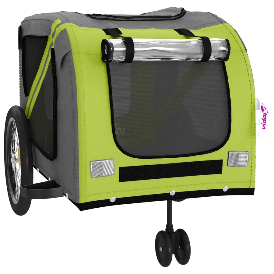 Remorque de vélo pour animaux de compagnie vert et gris - 5