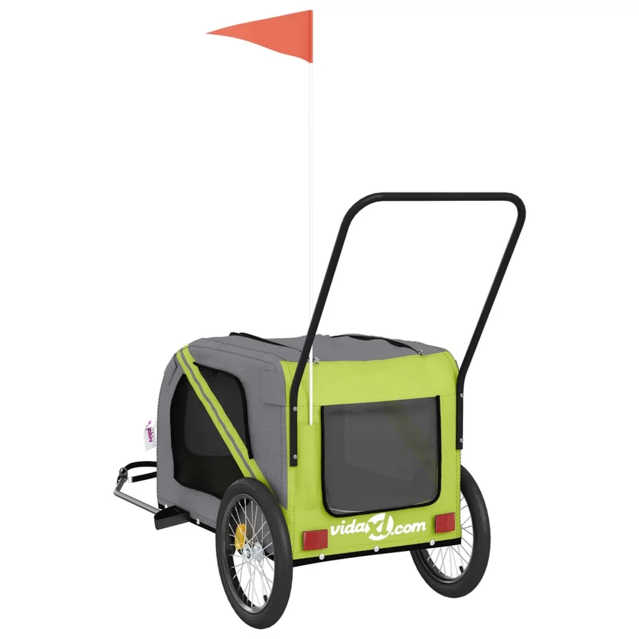 Remorque de vélo pour animaux de compagnie vert et gris - 8