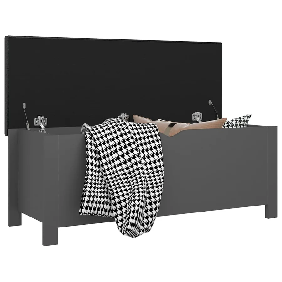 Boîte de rangement avec coussin gris 105x40x45 cm - 3