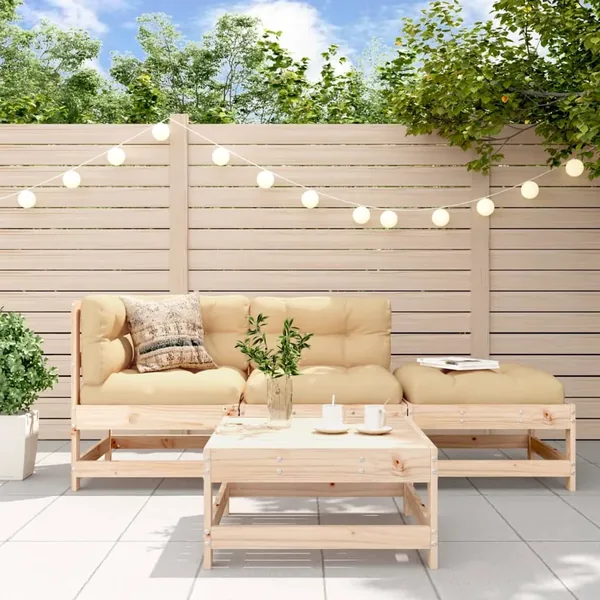 Salon de jardin 4 pcs bois massif de pin