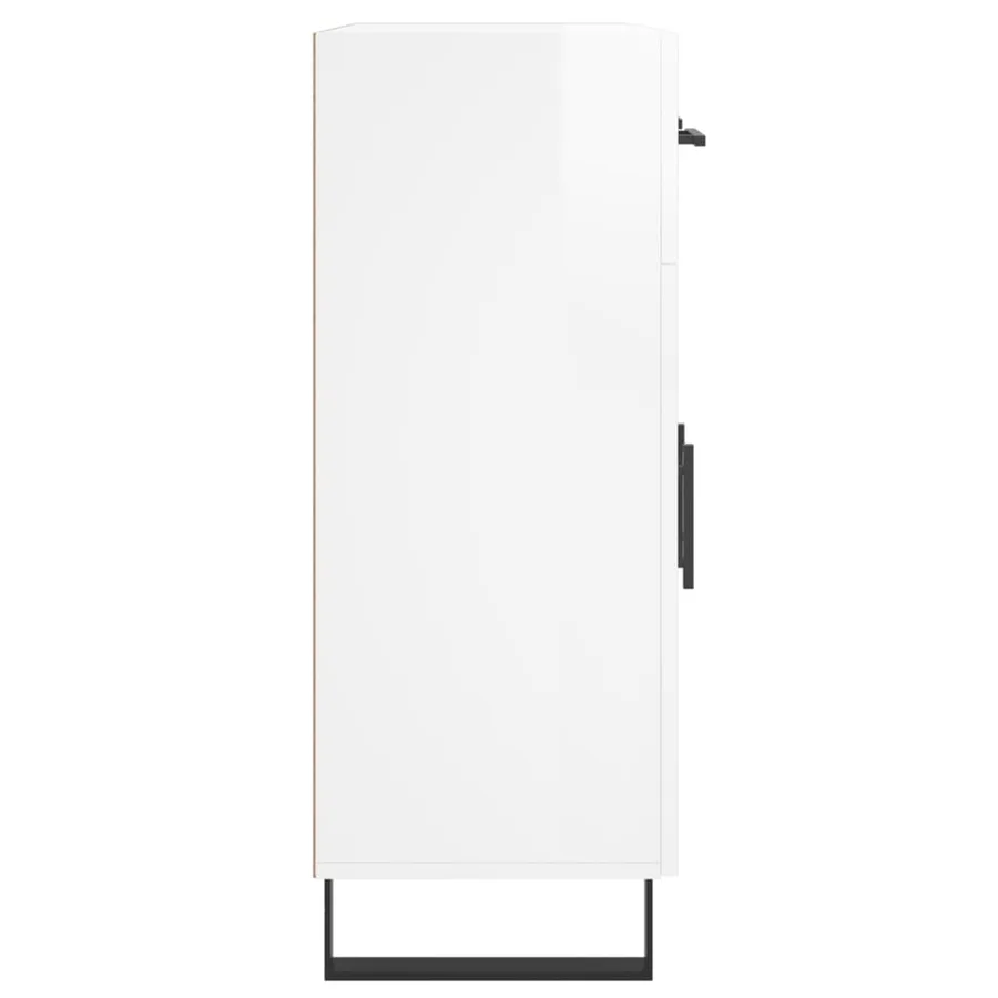 Buffet Blanc brillant 69,5x34x90 cm Bois d'ingénierie - 7