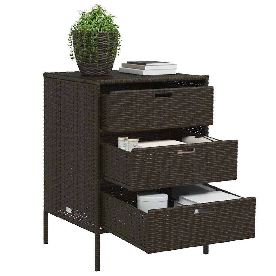 Armoire de rangement de jardin marron 55x59x80cm résine tressée - 4