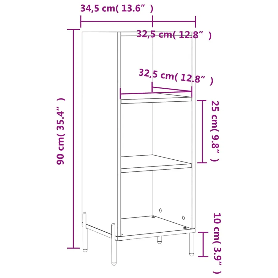 Buffet blanc 34,5x32,5x90 cm bois d'ingénierie - 9