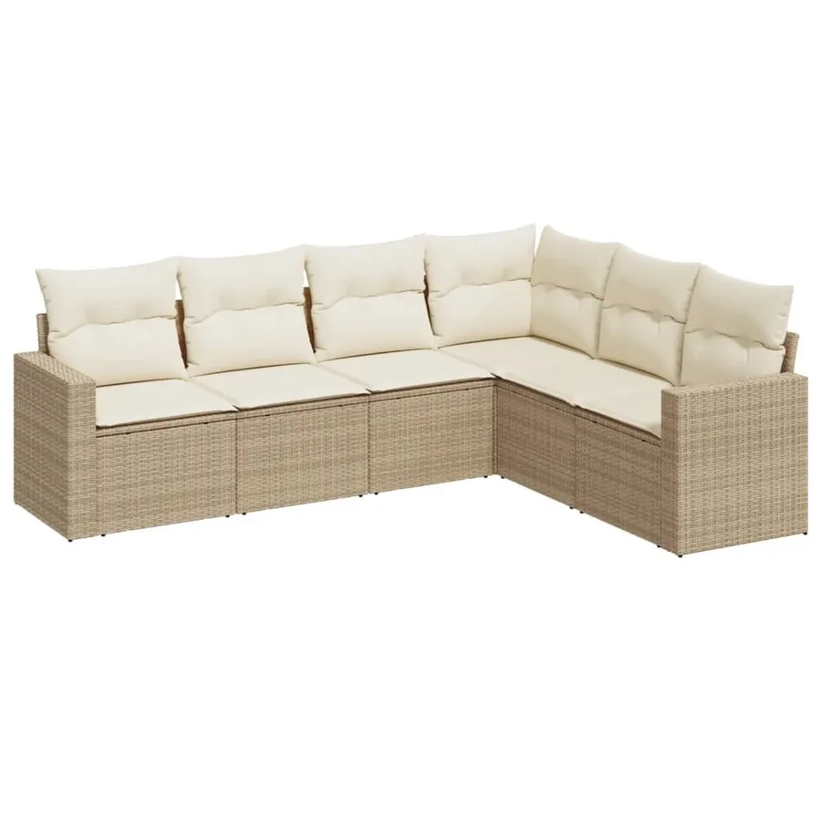 Salon de jardin avec coussins 6 pcs beige résine tressée - 2