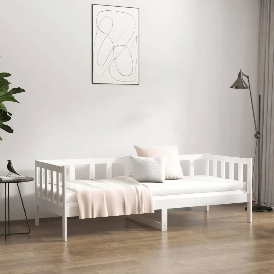 Lit de jour sans matelas blanc 90x190 cm bois de pin massif - 3