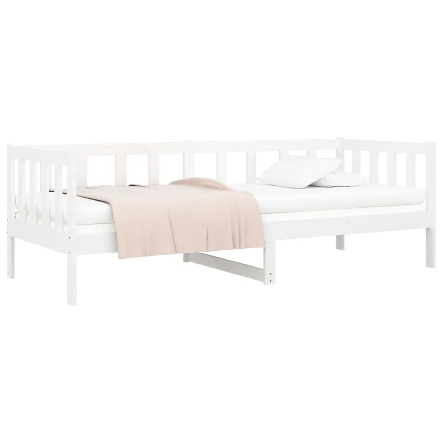 Lit de jour sans matelas blanc 90x190 cm bois de pin massif - 4