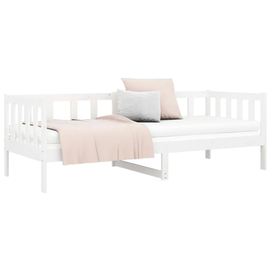 Lit de jour sans matelas blanc 90x190 cm bois de pin massif - 9