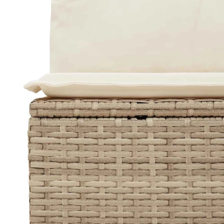 Canapé de jardin avec coussins 2 places beige résine tressée - 8