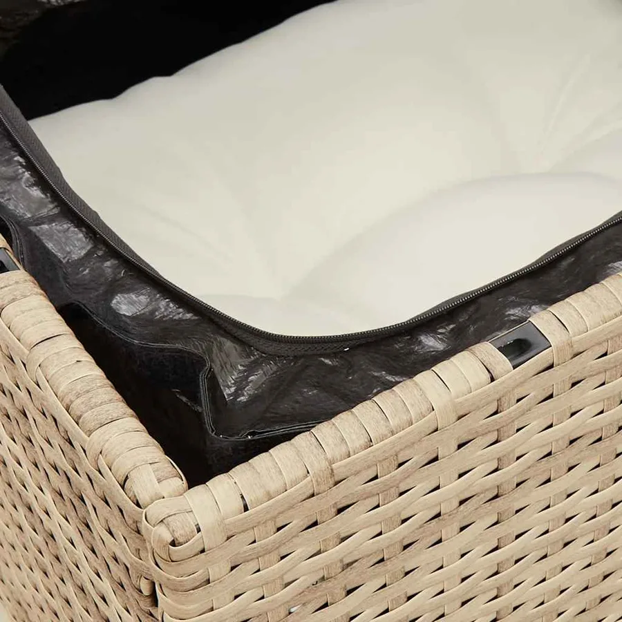 Canapé de jardin avec coussins 2 places beige résine tressée - 9