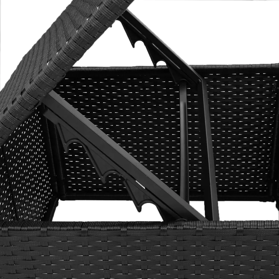 Tabouret de jardin avec coussin noir 55x55x37 cm résine tressée - 8
