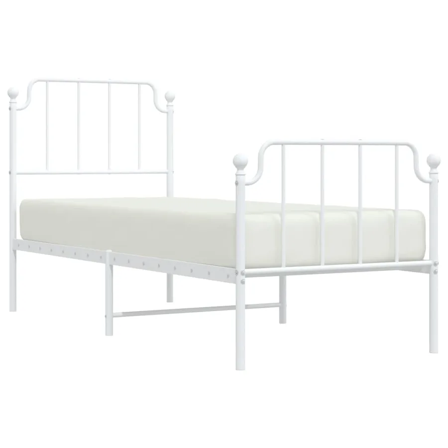 Cadre de lit métal sans matelas avec pied de lit blanc 75x190cm - 3