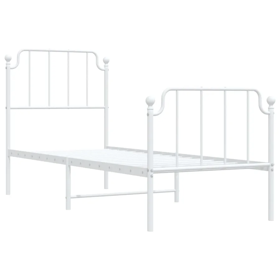 Cadre de lit métal sans matelas avec pied de lit blanc 75x190cm - 4