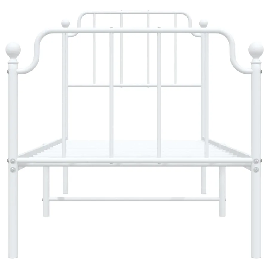 Cadre de lit métal sans matelas avec pied de lit blanc 75x190cm - 5