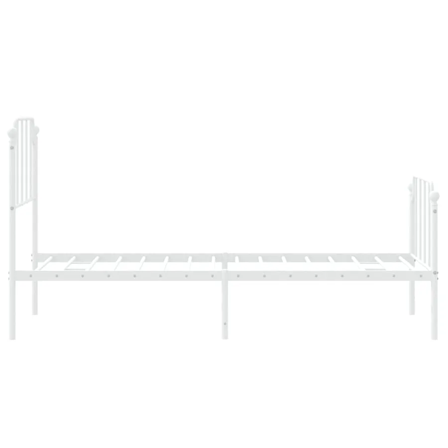 Cadre de lit métal sans matelas avec pied de lit blanc 75x190cm - 6