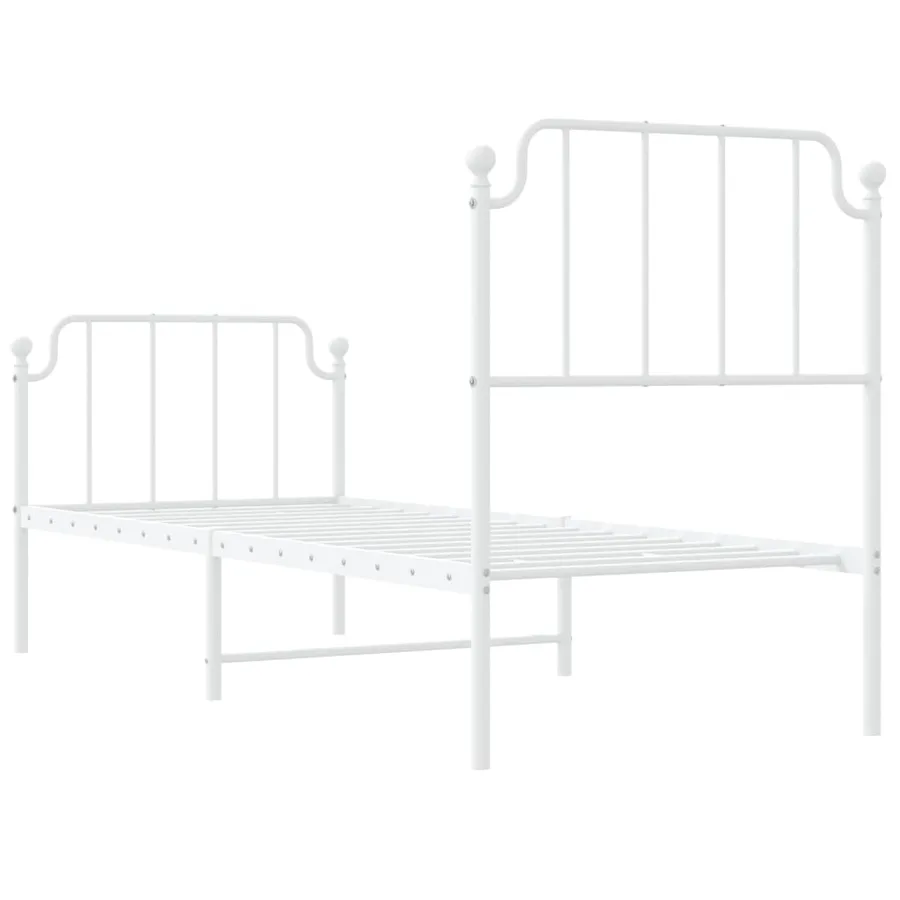 Cadre de lit métal sans matelas avec pied de lit blanc 75x190cm - 7