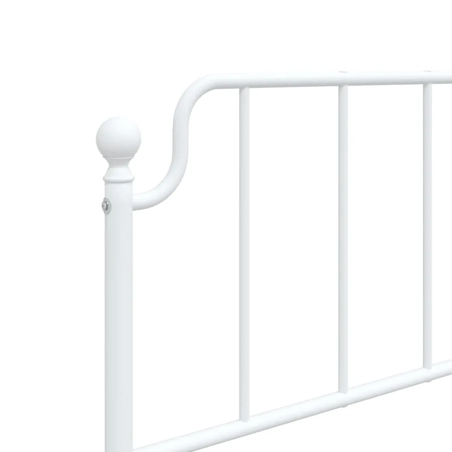 Cadre de lit métal sans matelas avec pied de lit blanc 75x190cm - 8