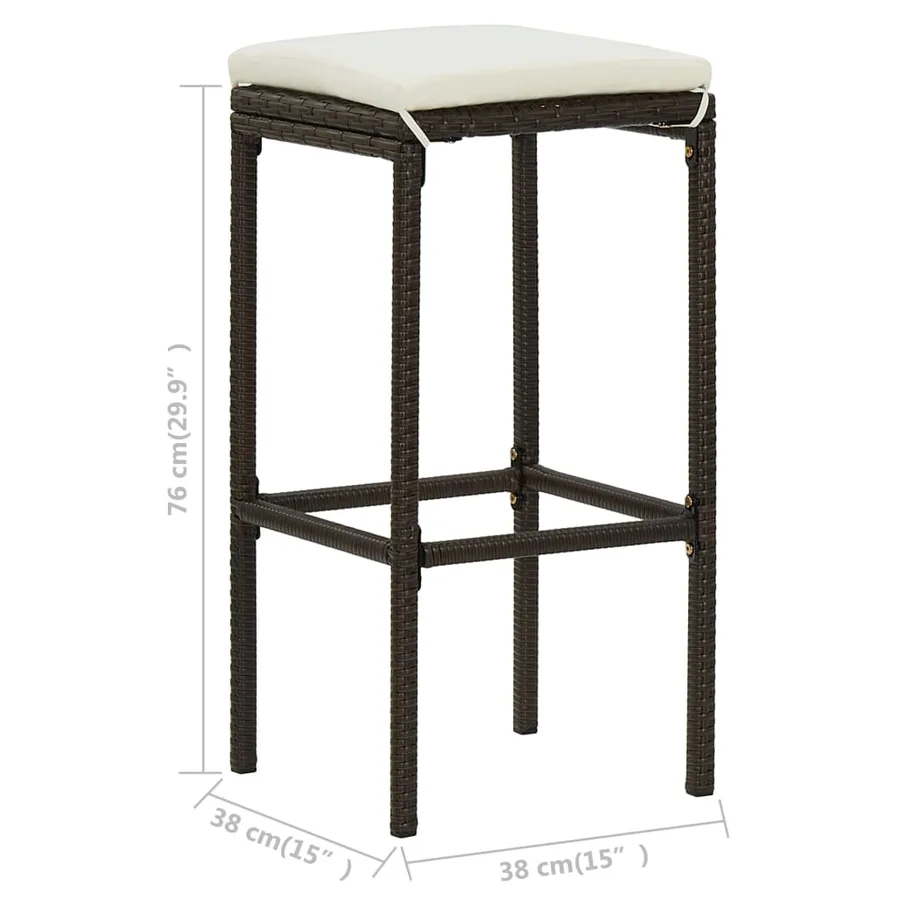 Ensemble de bar 3 pcs Résine tressée Marron - 10
