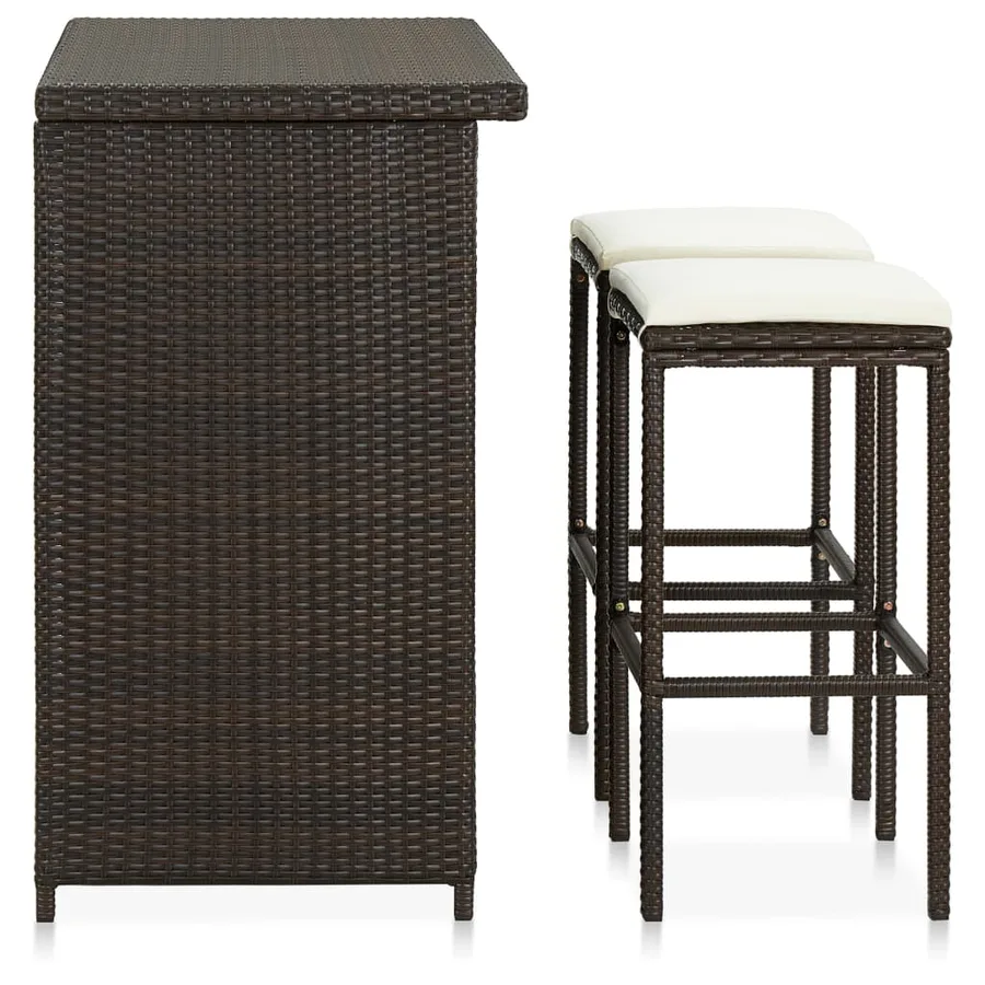 Ensemble de bar 3 pcs Résine tressée Marron - 3