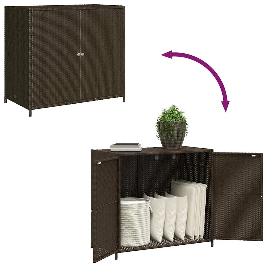 Armoire de rangement de jardin marron 83x45x76cm résine tressée - 10