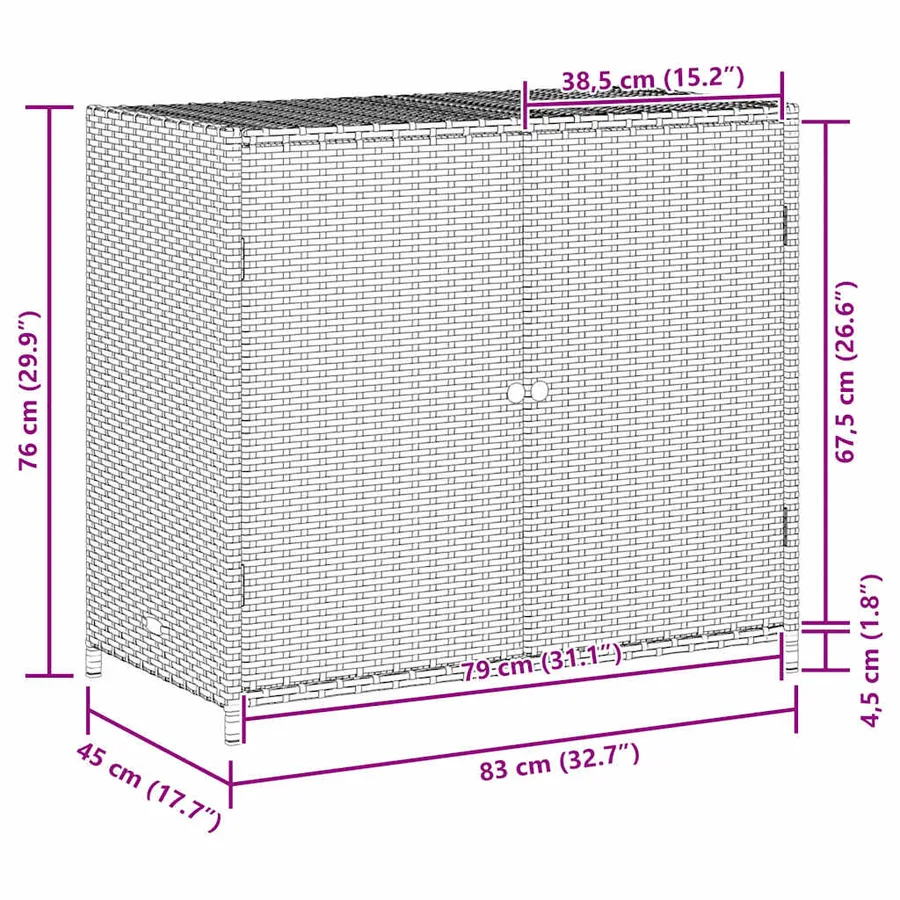 Armoire de rangement de jardin marron 83x45x76cm résine tressée - 14