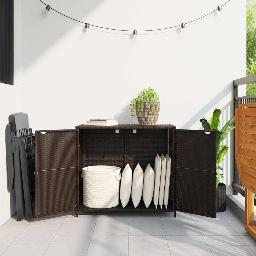 Armoire de rangement de jardin marron 83x45x76cm résine tressée - 3