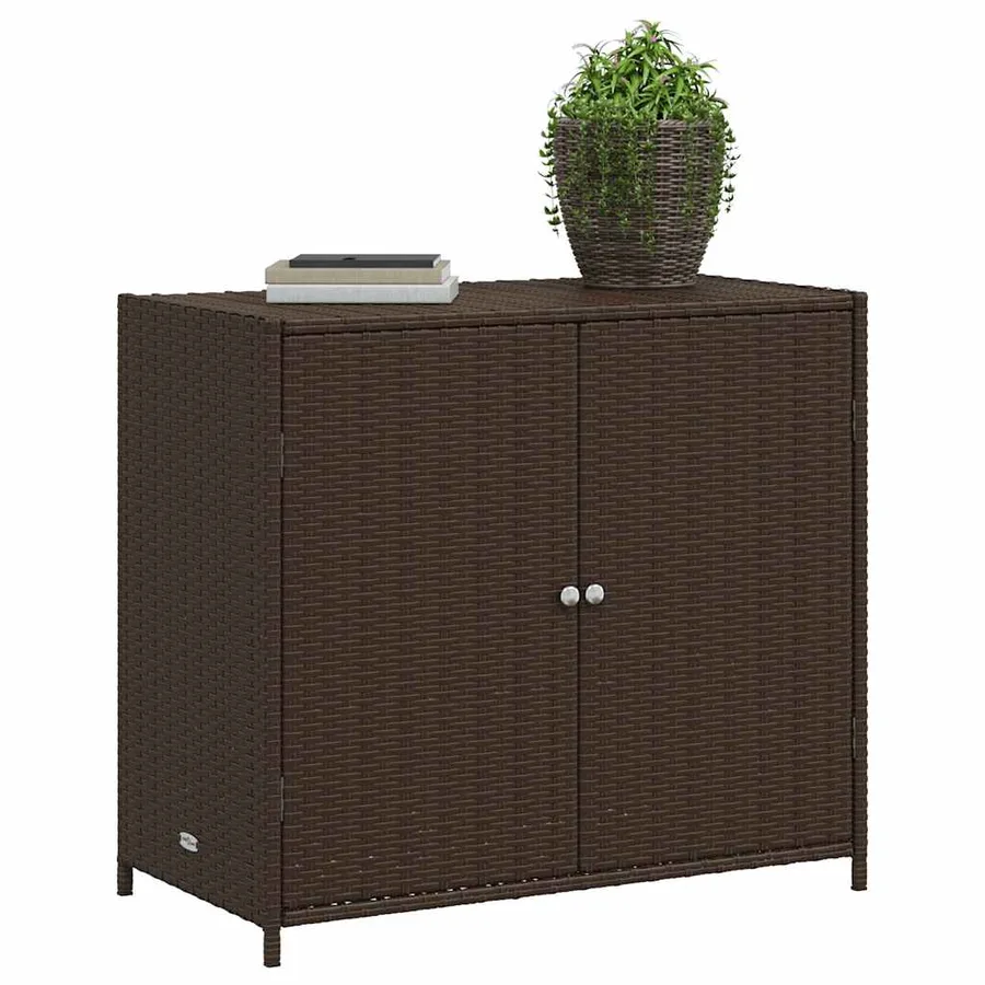 Armoire de rangement de jardin marron 83x45x76cm résine tressée - 5