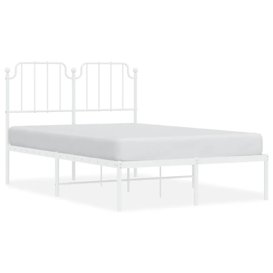 Cadre de lit métal sans matelas et tête de lit blanc 120x190 cm - 2
