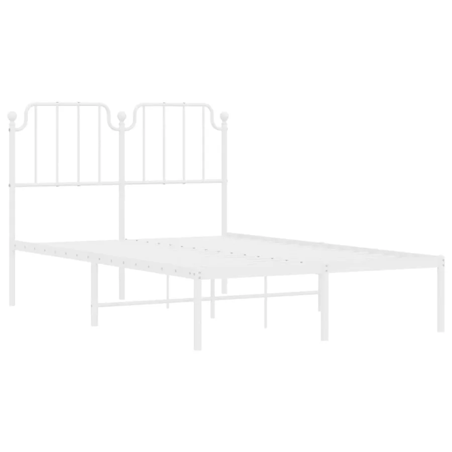 Cadre de lit métal sans matelas et tête de lit blanc 120x190 cm - 4