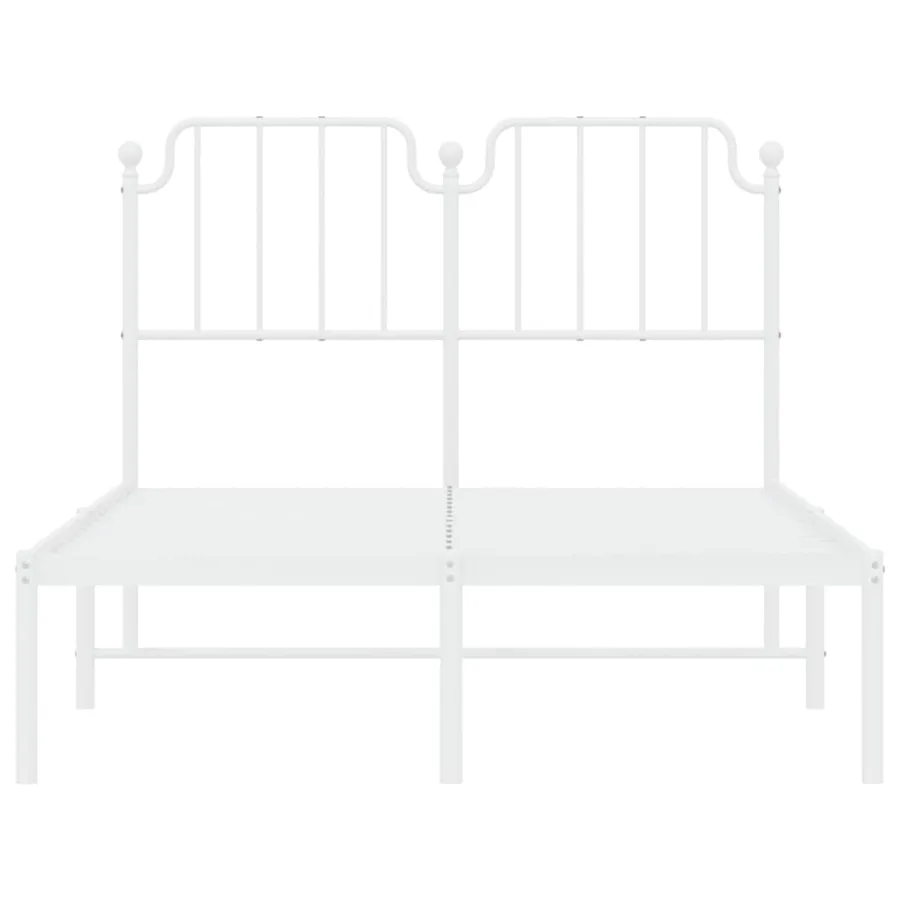 Cadre de lit métal sans matelas et tête de lit blanc 120x190 cm - 5