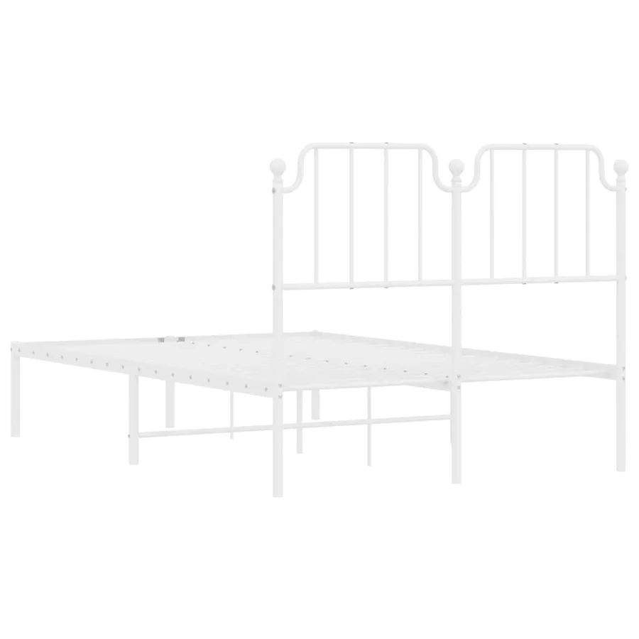 Cadre de lit métal sans matelas et tête de lit blanc 120x190 cm - 7