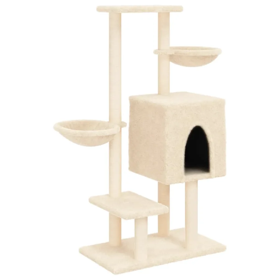 Arbre à chat avec griffoirs en sisal crème 117 cm - 2