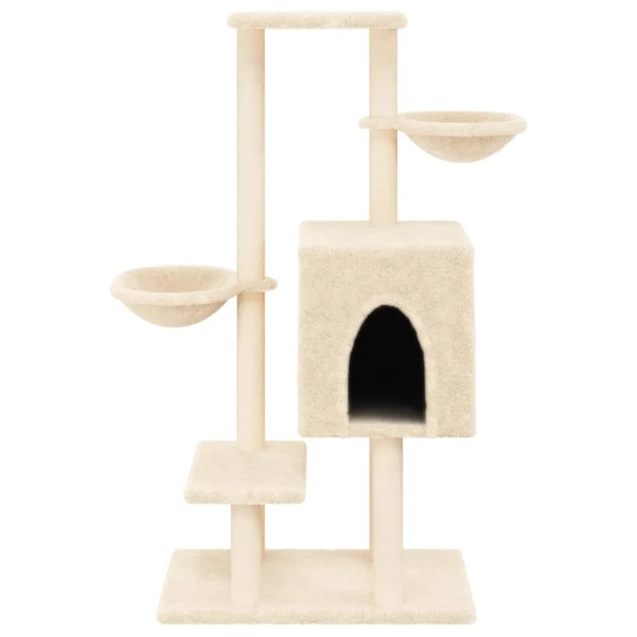Arbre à chat avec griffoirs en sisal crème 117 cm - 4