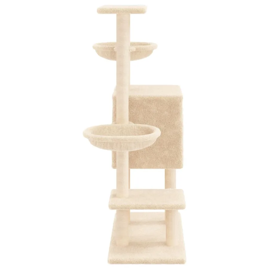 Arbre à chat avec griffoirs en sisal crème 117 cm - 5