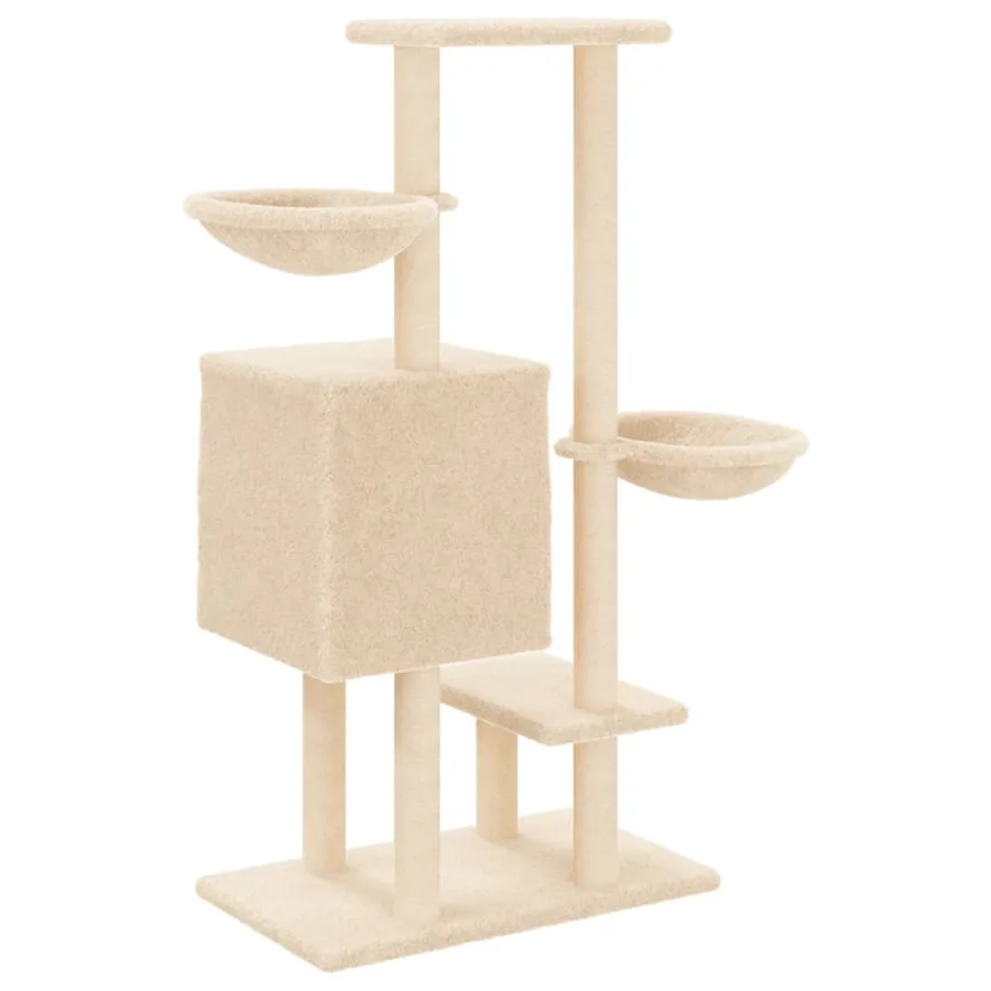 Arbre à chat avec griffoirs en sisal crème 117 cm - 6
