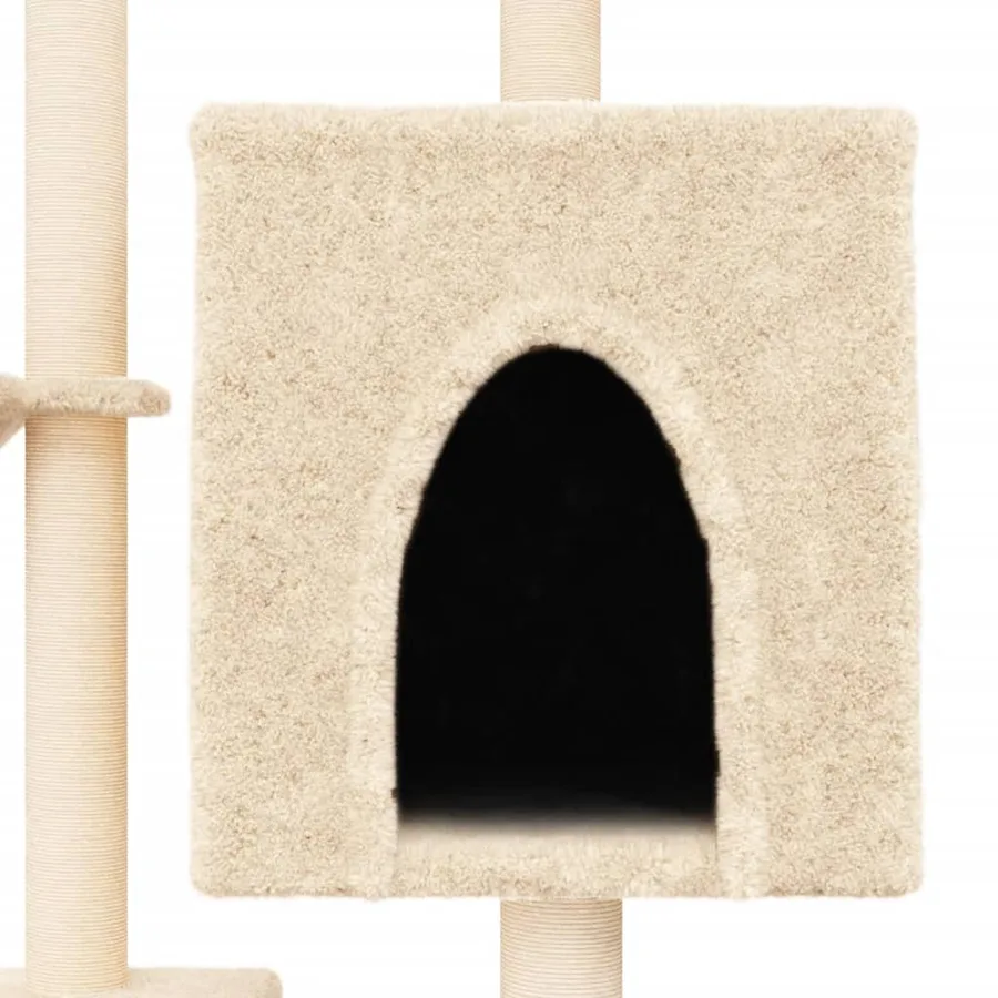 Arbre à chat avec griffoirs en sisal crème 117 cm - 7