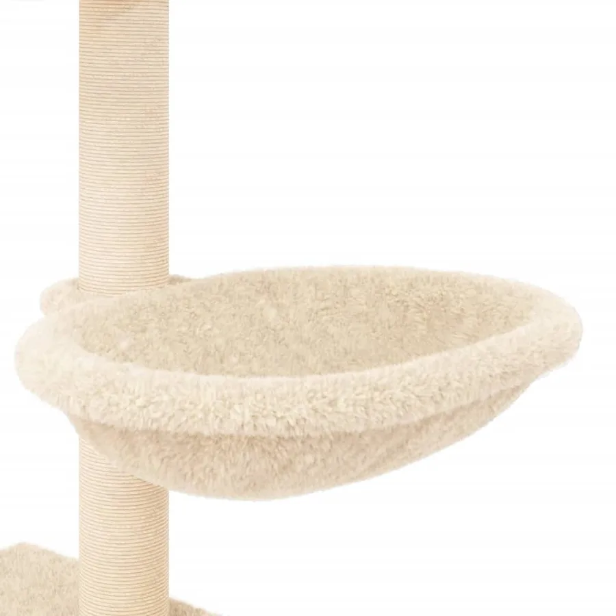 Arbre à chat avec griffoirs en sisal crème 117 cm - 8