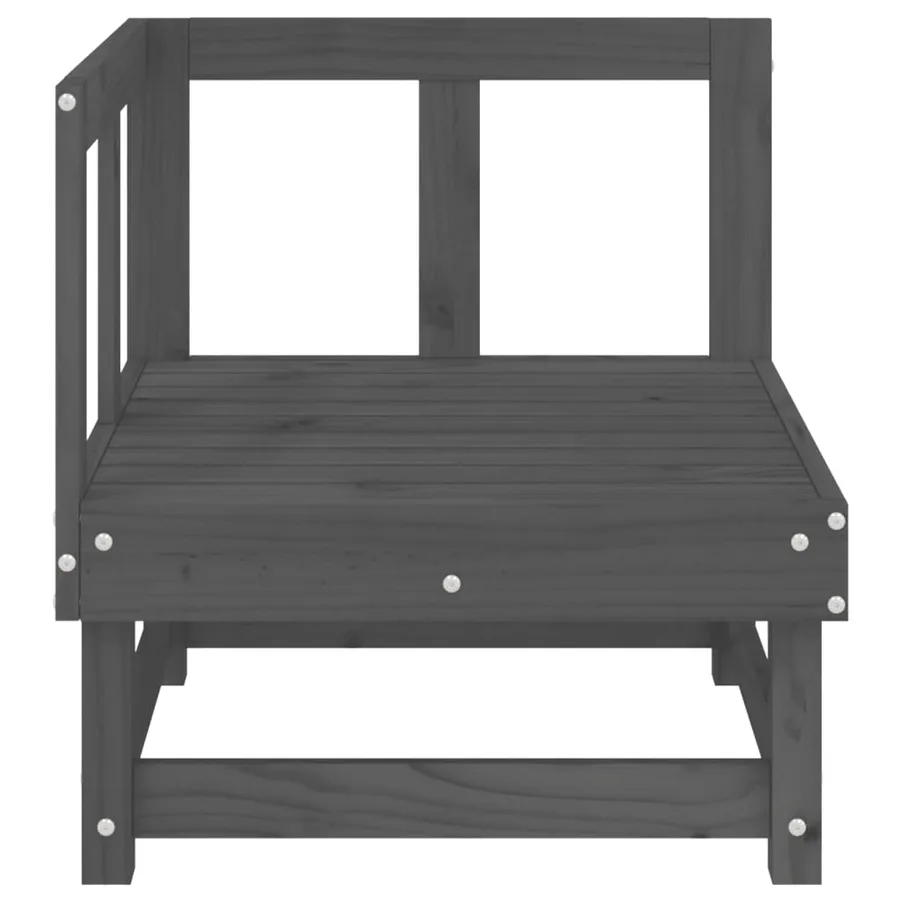 Canapé d'angle de jardin gris bois de pin massif - 3
