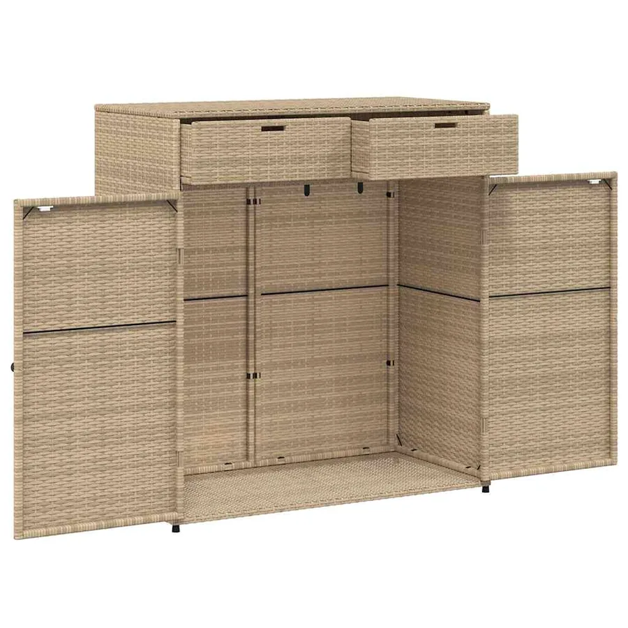 Armoire de rangement de jardin gris 105x55x113cm résine tressée - 7