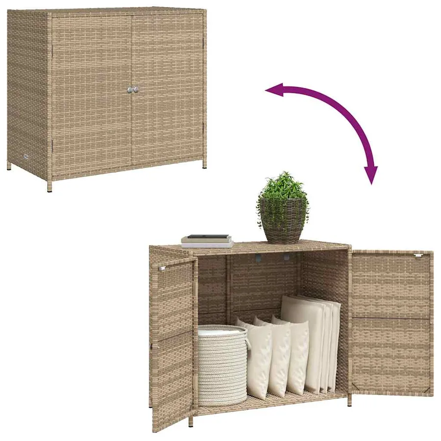 Armoire de rangement de jardin beige 83x45x76 cm résine tressée - 10