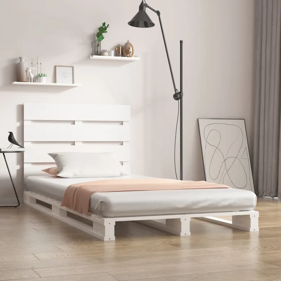 Cadre de lit Blanc 90x190 cm Bois de pin massif Simple