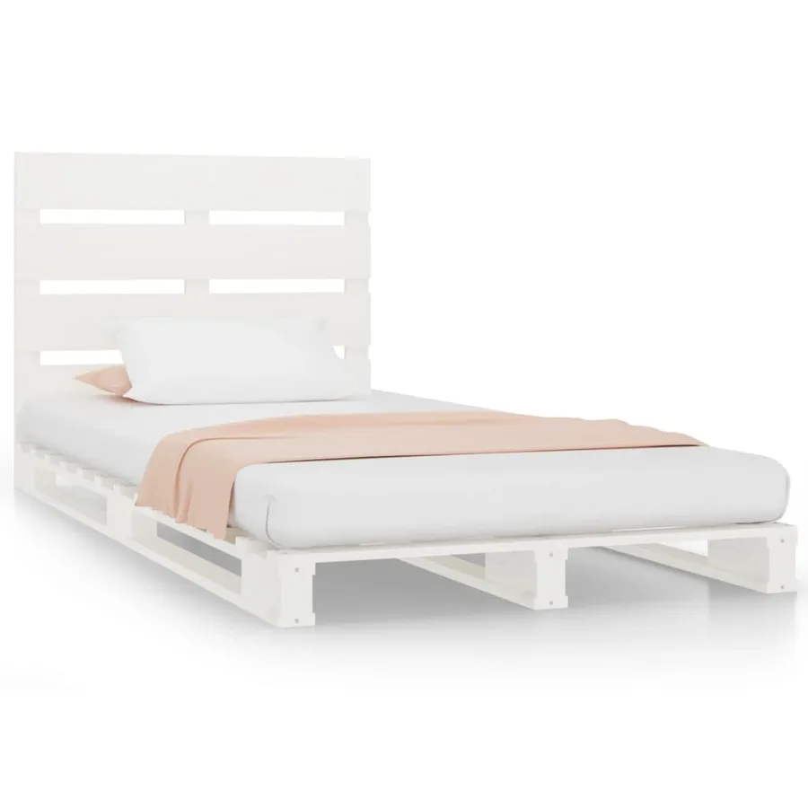 Cadre de lit Blanc 90x190 cm Bois de pin massif Simple - 2