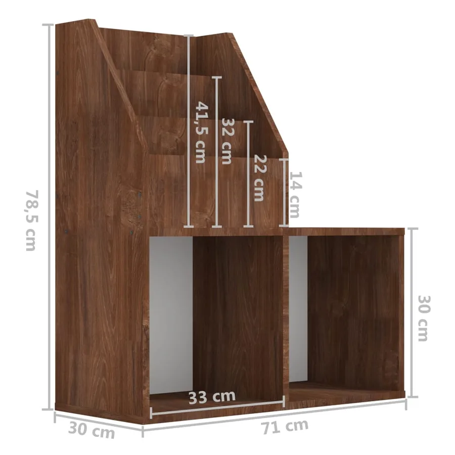 Porte-revue pour enfants Chêne marron 71x30x78,5 cm - 7